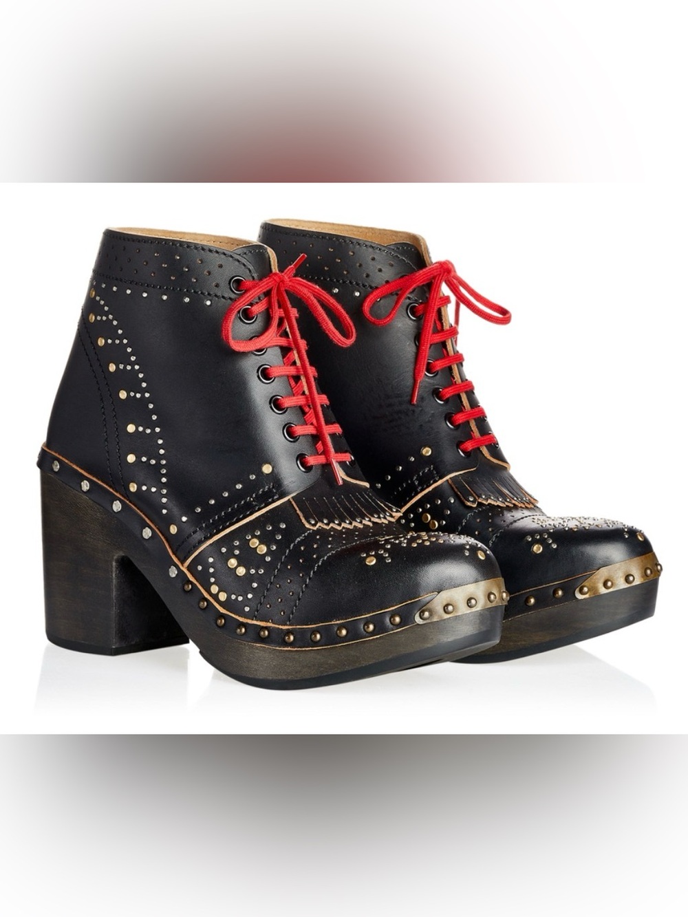 Burberry Black Studded Leather Antrim Block Heel Clog Ankle Boots Size 36